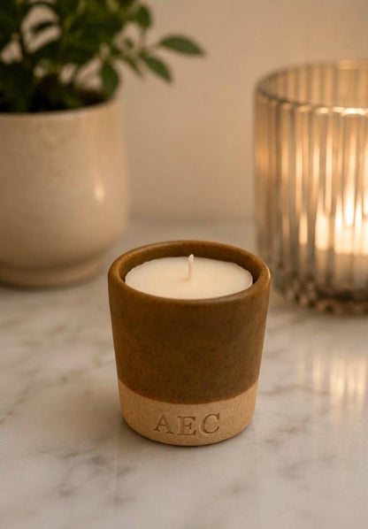 Ceramic Pot Candle, Refillable Candle, Olive Wax Candle, Aesthetic Home Decor, Long Lasting Scented Candle