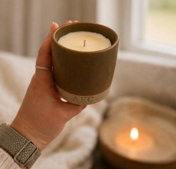 Mini Ceramic Pot Candle, Refillable Candle, Olive Wax Candle, Small Scented Candle, Aesthetic Home Decor