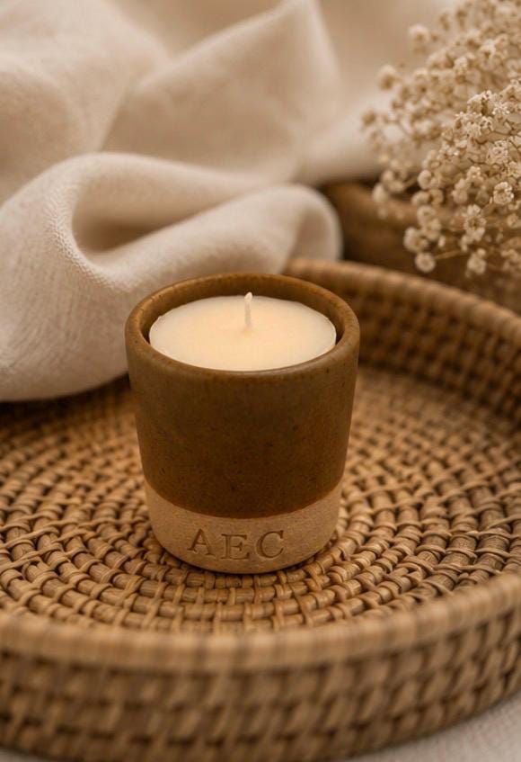 Mini Ceramic Pot Candle, Refillable Candle, Olive Wax Candle, Small Scented Candle, Aesthetic Home Decor