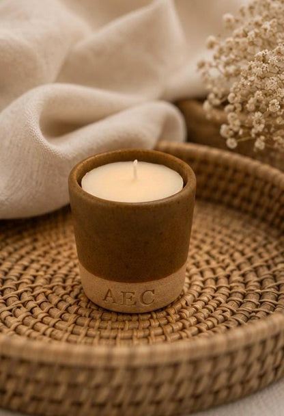 Mini Ceramic Pot Candle, Refillable Candle, Olive Wax Candle, Small Scented Candle, Aesthetic Home Decor