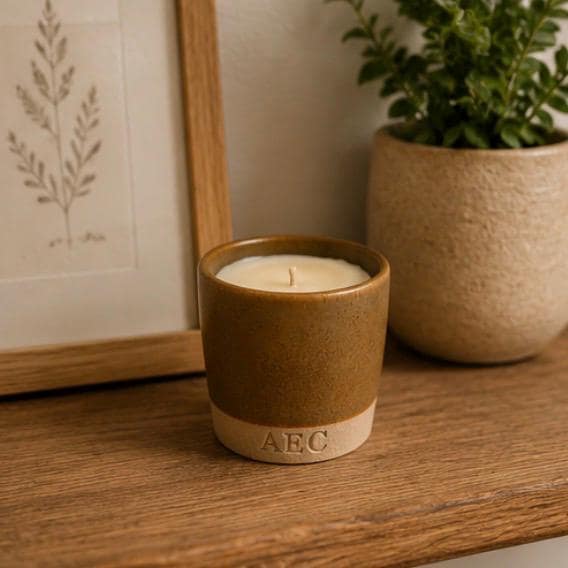 Mini Ceramic Pot Candle, Refillable Candle, Olive Wax Candle, Small Scented Candle, Aesthetic Home Decor