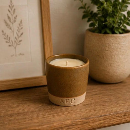 Mini Ceramic Pot Candle, Refillable Candle, Olive Wax Candle, Small Scented Candle, Aesthetic Home Decor