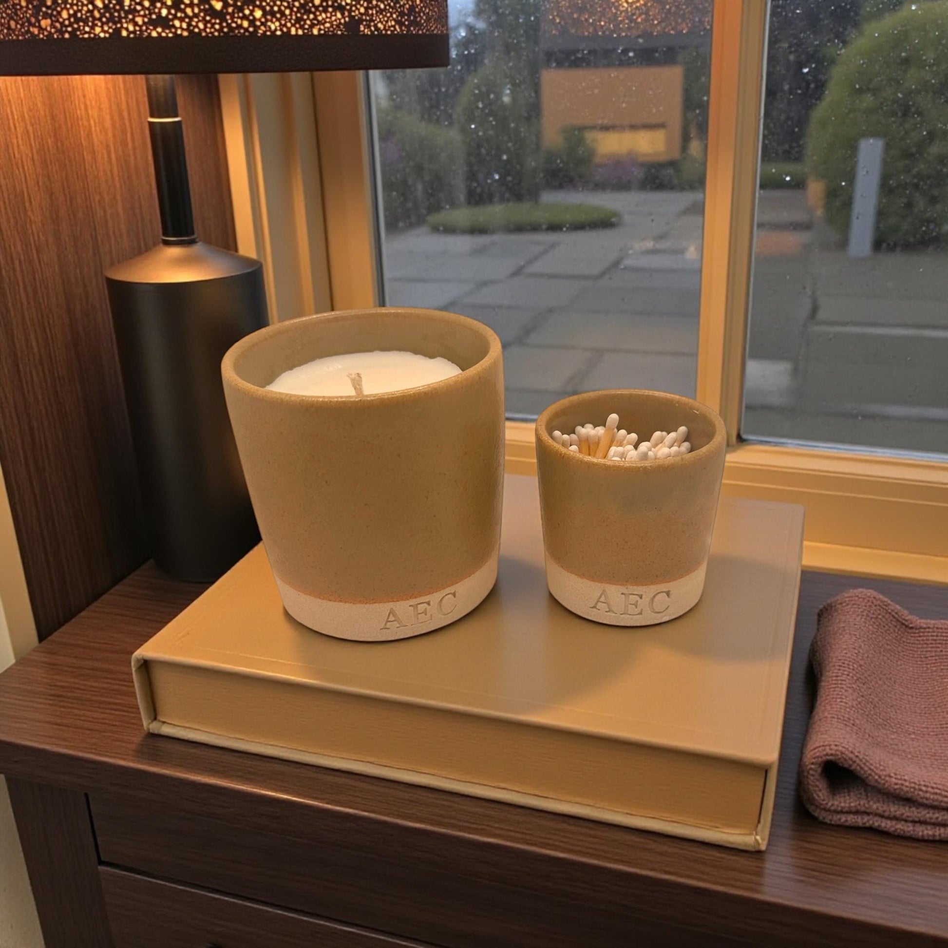 Candle Starter Kit, Ceramic Pot Candle with Refill & Matches, Refillable Candle Set, Home Fragrance