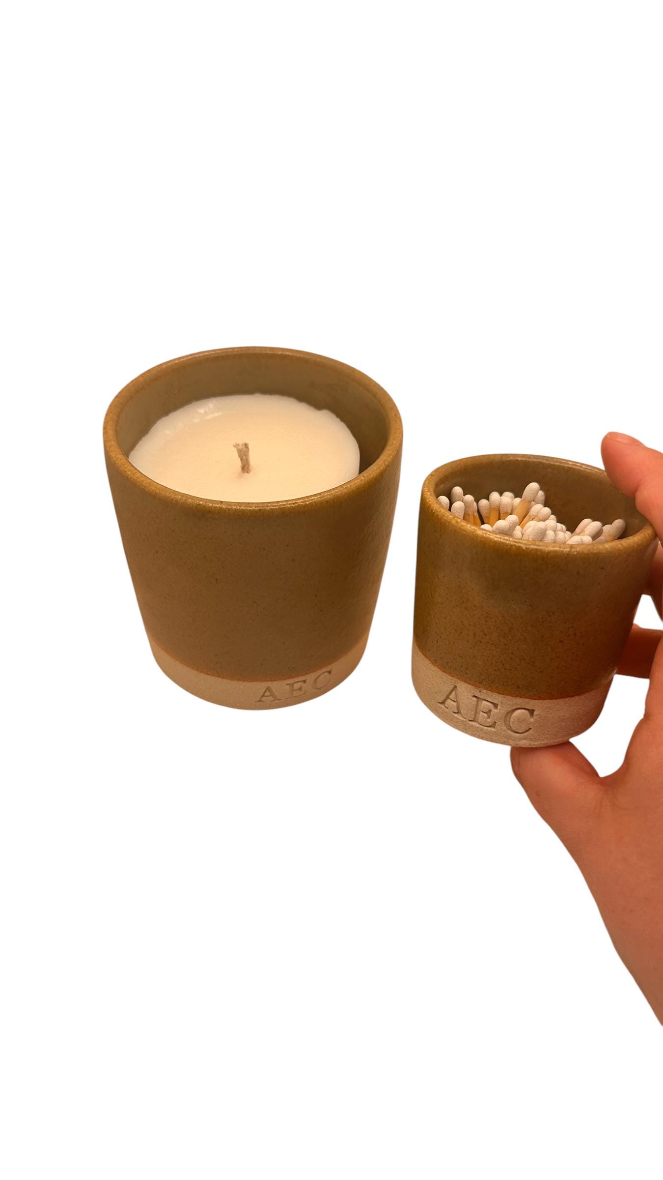 Candle Starter Kit, Ceramic Pot Candle with Refill & Matches, Refillable Candle Set, Home Fragrance
