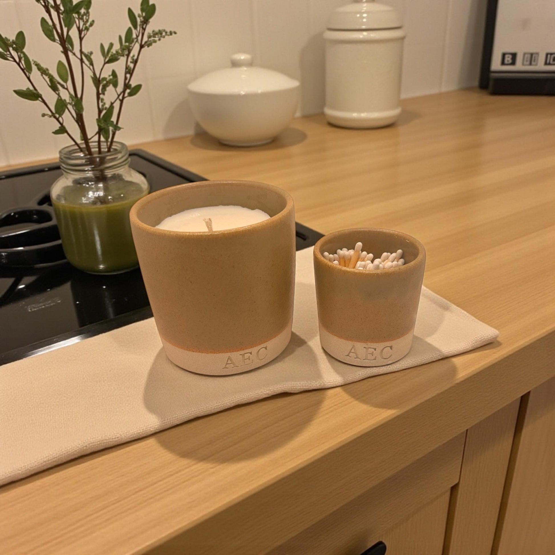 Candle Starter Kit, Ceramic Pot Candle with Refill & Matches, Refillable Candle Set, Home Fragrance