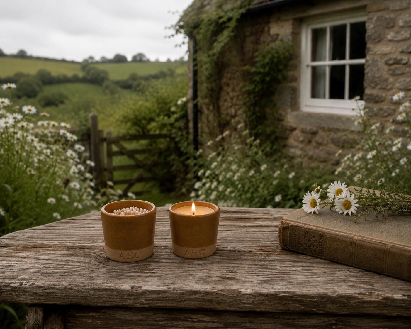 Mini Candle Starter Kit, Ceramic Pot Candle with Refill & Matches, Refillable Candle Set, Home Fragrance