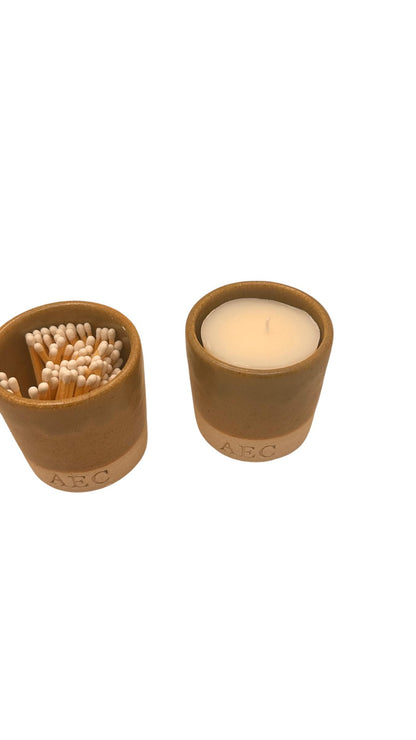 Personalised Mini Candle Starter Kit, Ceramic Candle with Refill & Matches, Custom Candle Gift, Refillable Candle Set