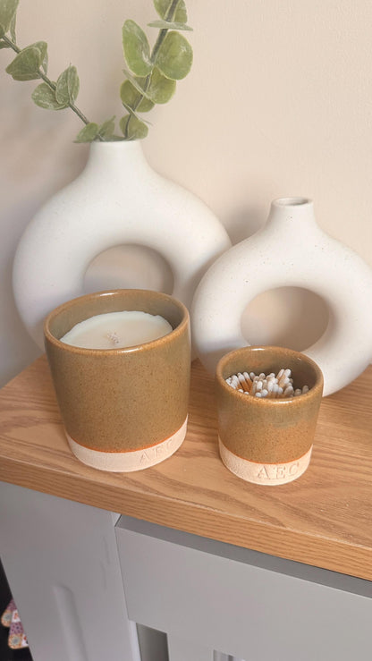 Personalised Candle Set with Refill & Matches, Ceramic Pot Candle Gift, Custom Candle, Refillable Candle Kit