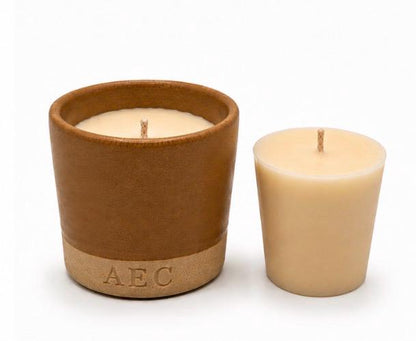 Small Candle with Refill, Mini Ceramic Pot Candle, Refillable Candle, Olive Wax Candle, Home Fragrance
