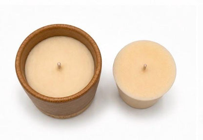 Small Candle with Refill, Mini Ceramic Pot Candle, Refillable Candle, Olive Wax Candle, Home Fragrance