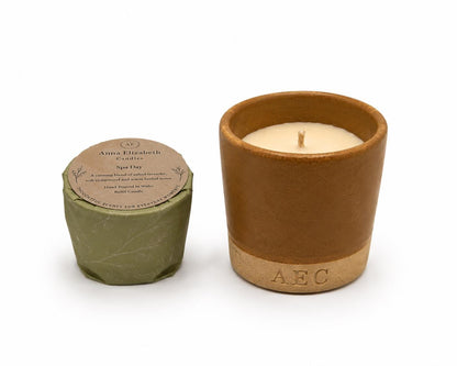 Small Candle with Refill, Mini Ceramic Pot Candle, Refillable Candle, Olive Wax Candle, Home Fragrance