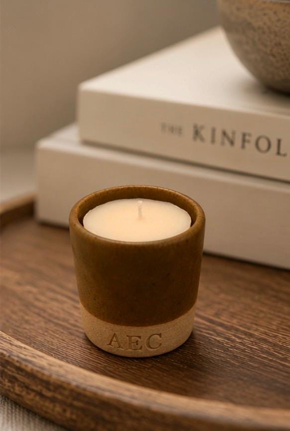 Ceramic Pot Candle, Refillable Candle, Olive Wax Candle, Aesthetic Home Decor, Long Lasting Scented Candle