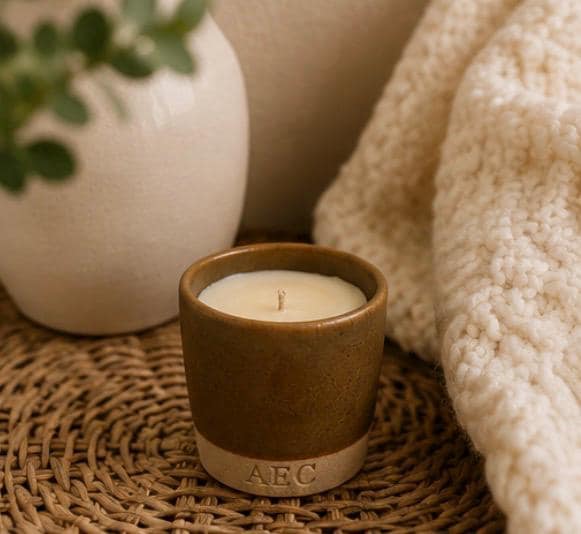 Mini Ceramic Pot Candle, Refillable Candle, Olive Wax Candle, Small Scented Candle, Aesthetic Home Decor