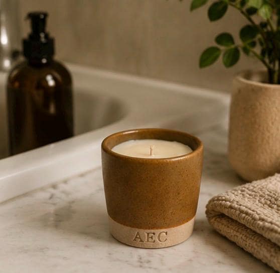 Mini Ceramic Pot Candle, Refillable Candle, Olive Wax Candle, Small Scented Candle, Aesthetic Home Decor