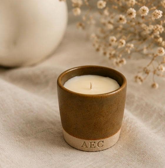 Mini Ceramic Pot Candle, Refillable Candle, Olive Wax Candle, Small Scented Candle, Aesthetic Home Decor