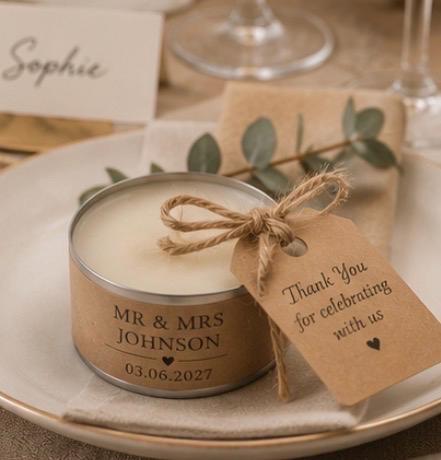Personalised Wedding Favours | Scented Tealights | Wedding Guest Gifts | Personalised Candles | Wedding Favour Candles