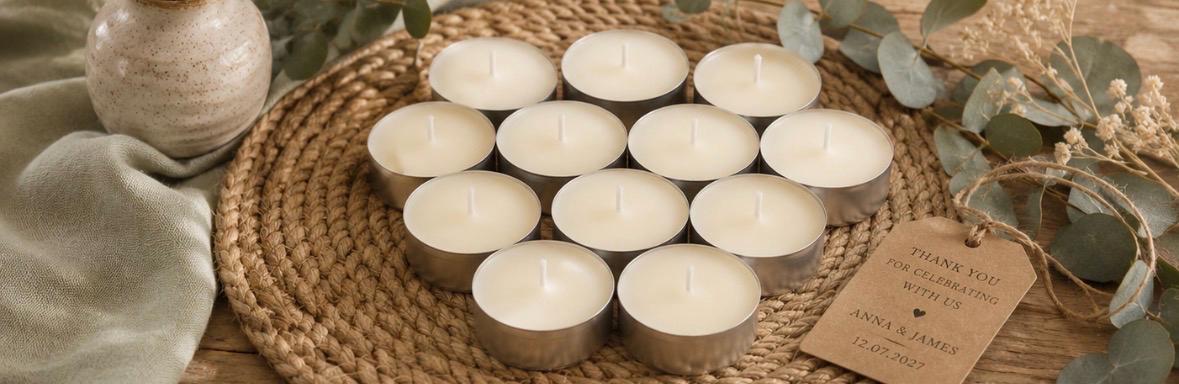 Personalised Wedding Favours | Scented Tealights | Wedding Guest Gifts | Personalised Candles | Wedding Favour Candles