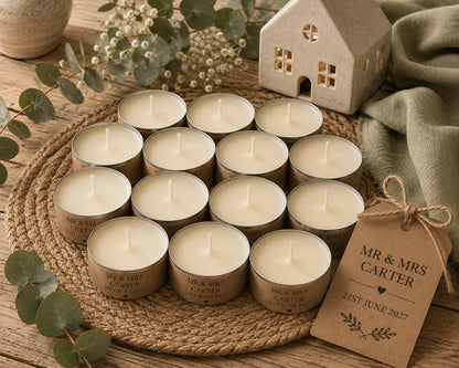 Personalised Wedding Favours | Scented Tealights | Wedding Guest Gifts | Personalised Candles | Wedding Favour Candles