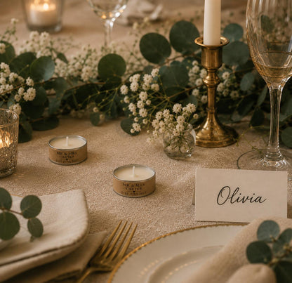 Personalised Wedding Favours | Scented Tealights | Wedding Guest Gifts | Personalised Candles | Wedding Favour Candles