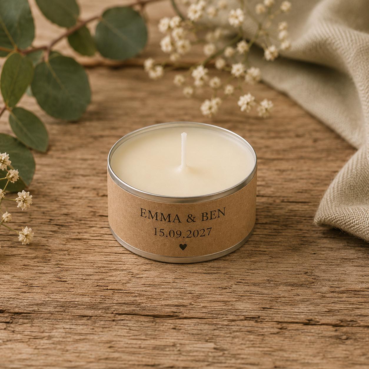 Personalised Wedding Favours | Scented Tealights | Wedding Guest Gifts | Personalised Candles | Wedding Favour Candles