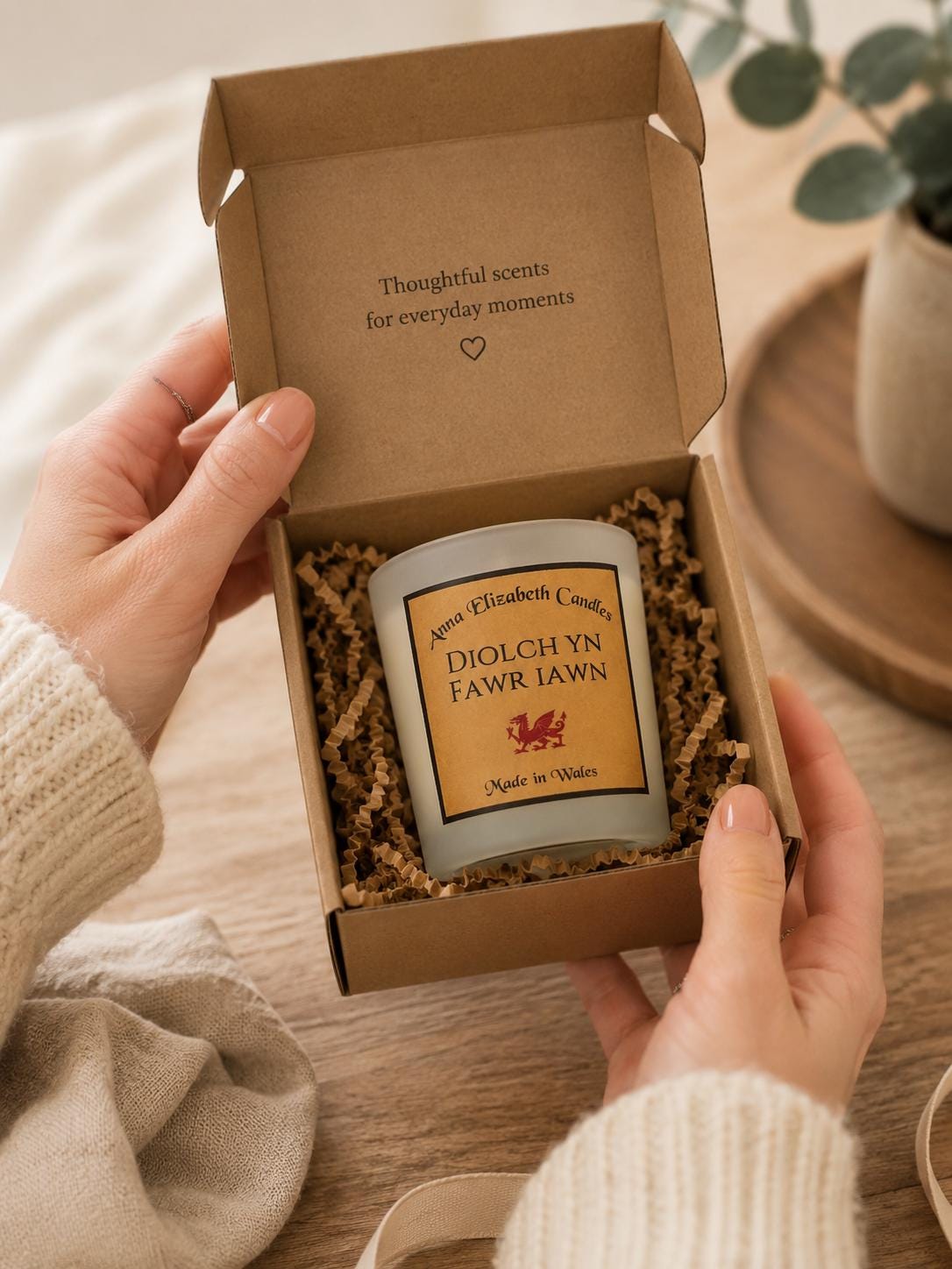 Thank You Candle, Personalised Mini Candle, Diolch Gift, Welsh Gift, Small Thank You Gift