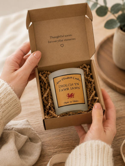 Thank You Candle, Personalised Mini Candle, Diolch Gift, Welsh Gift, Small Thank You Gift