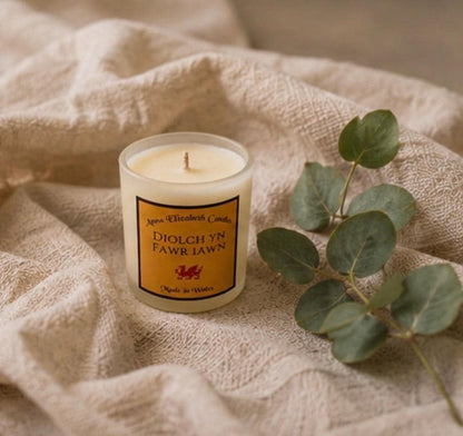 Thank You Candle, Personalised Mini Candle, Diolch Gift, Welsh Gift, Small Thank You Gift