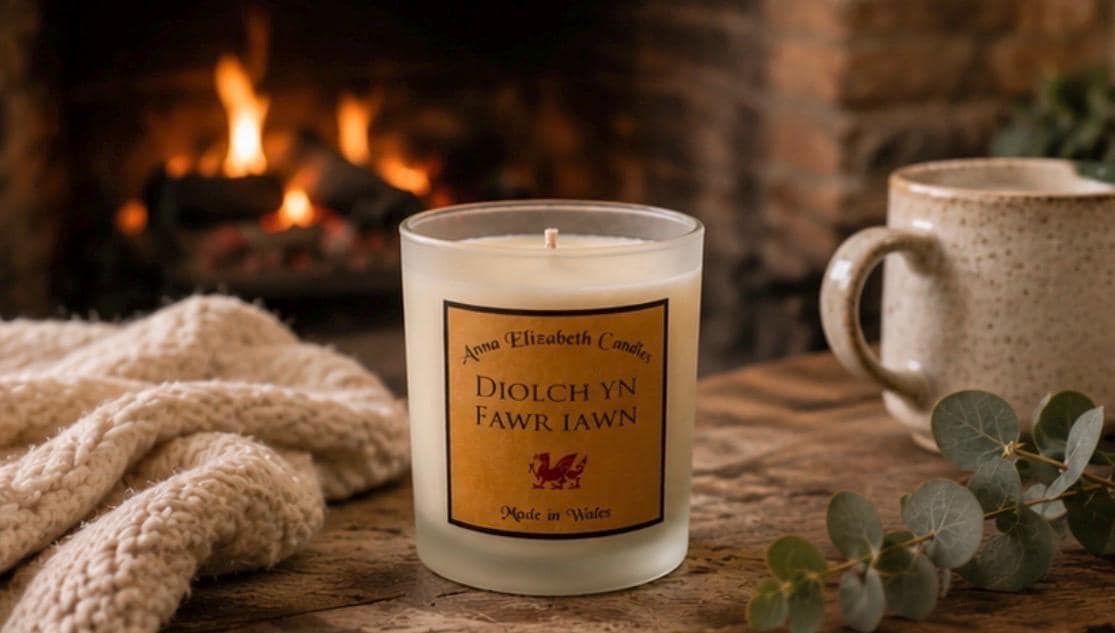 Thank You Candle, Personalised Large Candle, Diolch Gift, Welsh Gift, Thank You Gift, Scented Candle