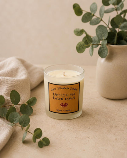 Thank You Candle, Personalised Large Candle, Diolch Gift, Welsh Gift, Thank You Gift, Scented Candle
