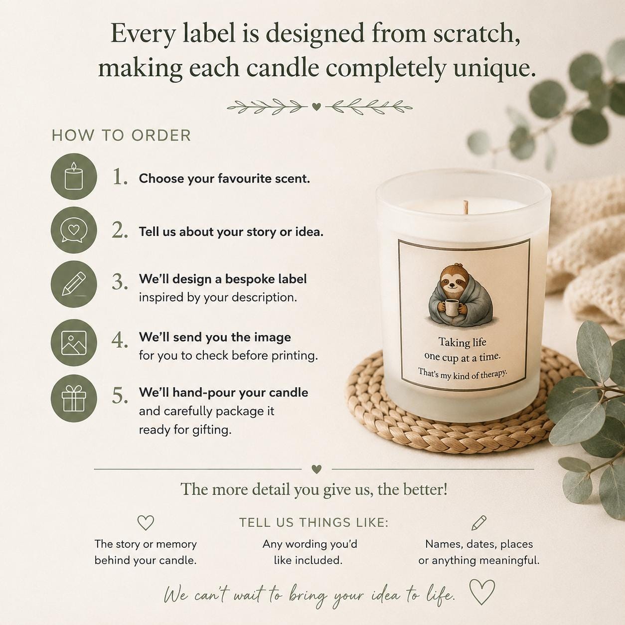 Personalised Birthday Candle, Unique Birthday Gift for Her, Custom Candle, Thoughtful Birthday Gift