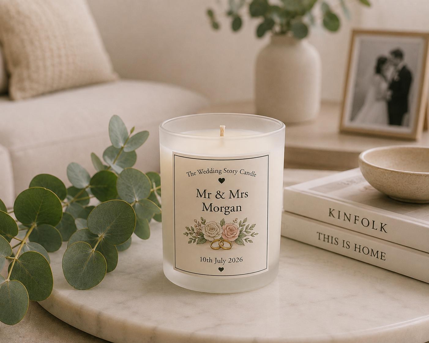 Wedding Story Candle | Personalised Wedding Gift | Custom Wedding Candle | Anniversary Gift | Engagement Gift