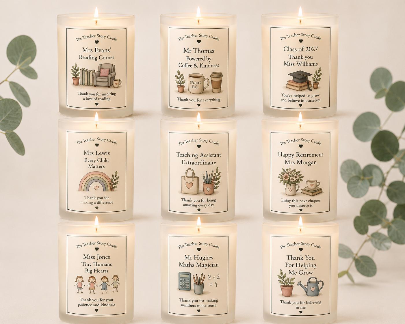 Personalised Teacher Gift | Custom Teacher Candle | Thank You Teacher Gift | Handmade Candle | End of Term Gift
