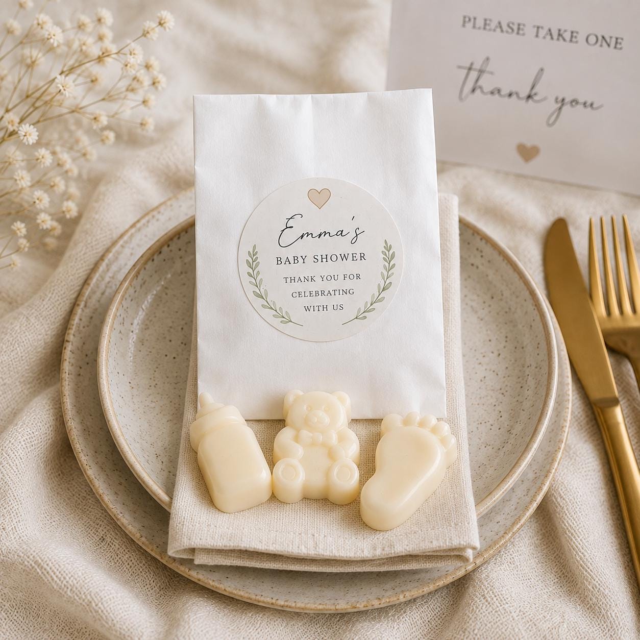 Handmade Baby Shower Favours, Personalised Wax Melt Favours, Baby Shower Guest Gifts , Custom Labels