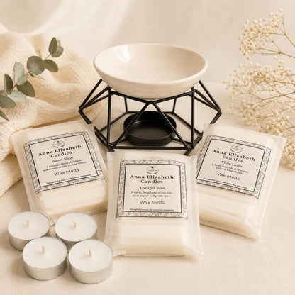 Wax Melt Starter Kit, Wax Burner & 3 Snap Bars, Home Fragrance Gift Set, Pick Your Favourite Scent
