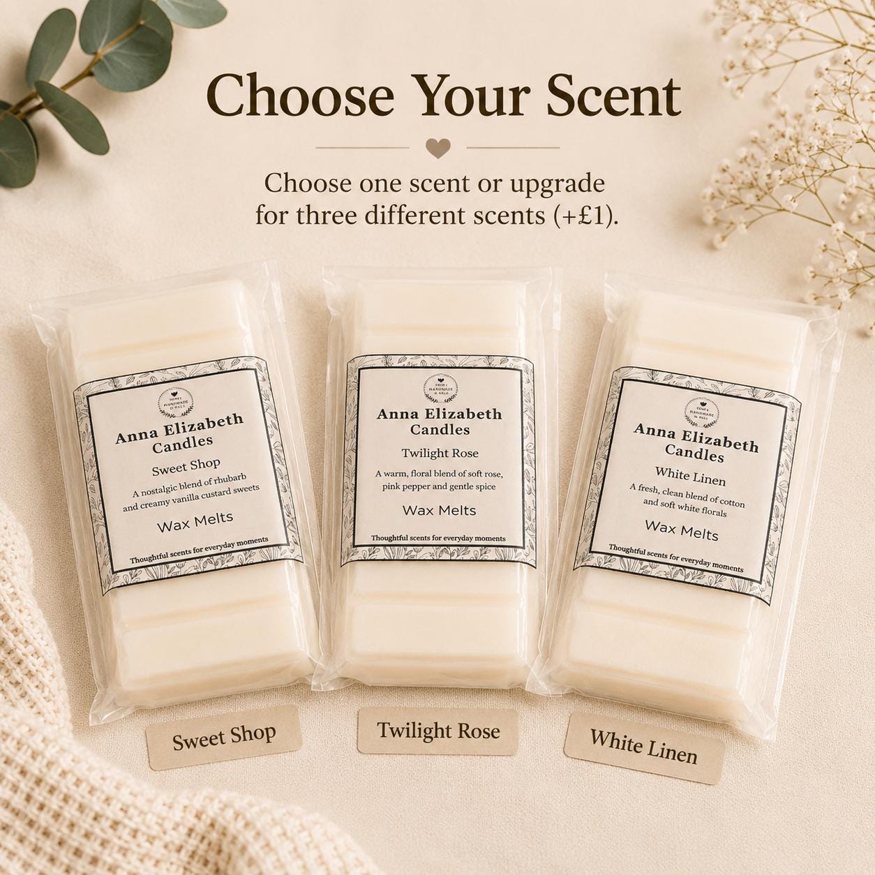 Wax Melt Starter Kit, Wax Burner & 3 Snap Bars, Home Fragrance Gift Set, Pick Your Favourite Scent