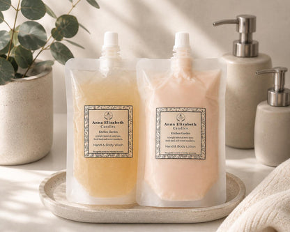 Refill Hand Wash and Lotion Gift Set, Eco Friendly Bathroom Gift, Luxury Hand Care Set, Refillable Soap and Lotion, Housewarming Gift