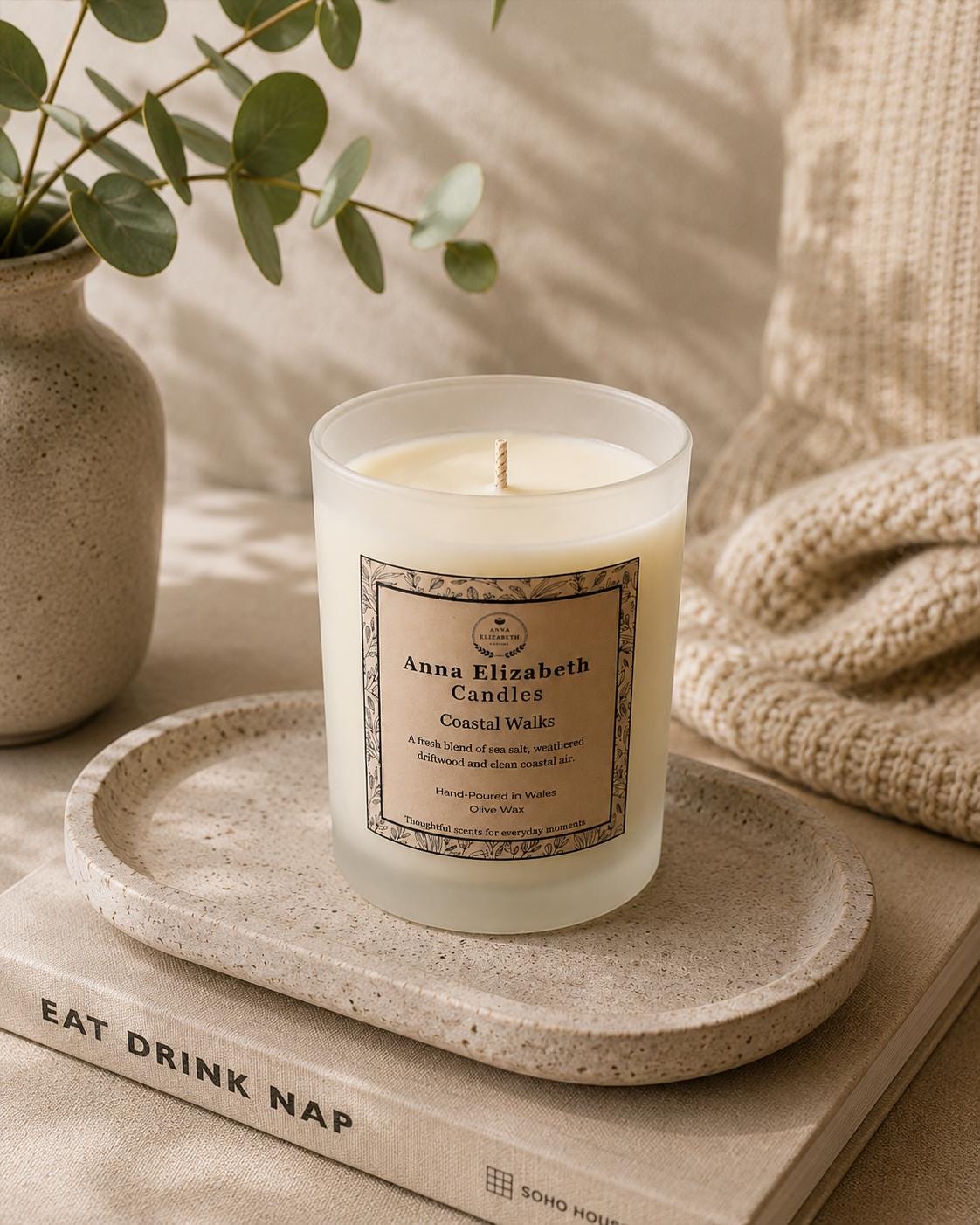 Large Scented Candle, Frosted Glass Candle, Refillable Candle, Handmade Candle, Luxury Candle Gift, Home Fragrance, Long Burning Candle