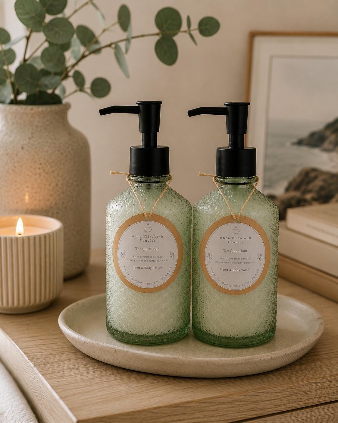 Refillable Hand Wash & Lotion, Glass Bottle Body Care, Bathroom Set, Home Fragrance, Everyday Luxury
