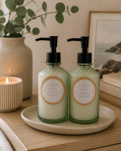 Refillable Hand Wash & Lotion, Glass Bottle Body Care, Bathroom Set, Home Fragrance, Everyday Luxury