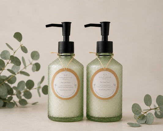 Refillable Hand Wash & Lotion, Glass Bottle Body Care, Bathroom Set, Home Fragrance, Everyday Luxury
