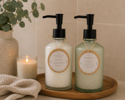 Refillable Hand Wash & Lotion, Glass Bottle Body Care, Bathroom Set, Home Fragrance, Everyday Luxury