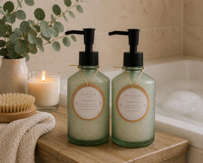 Refillable Hand Wash & Lotion, Glass Bottle Body Care, Bathroom Set, Home Fragrance, Everyday Luxury