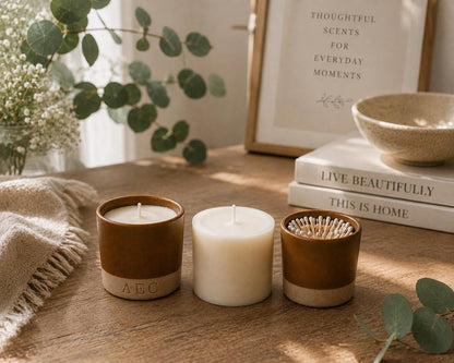 Refillable Ceramic Candle, Mini Candle Starter Kit, Handmade Candle, Ceramic Candle Gift, Home Fragrance, Match Holder, Luxury Candle
