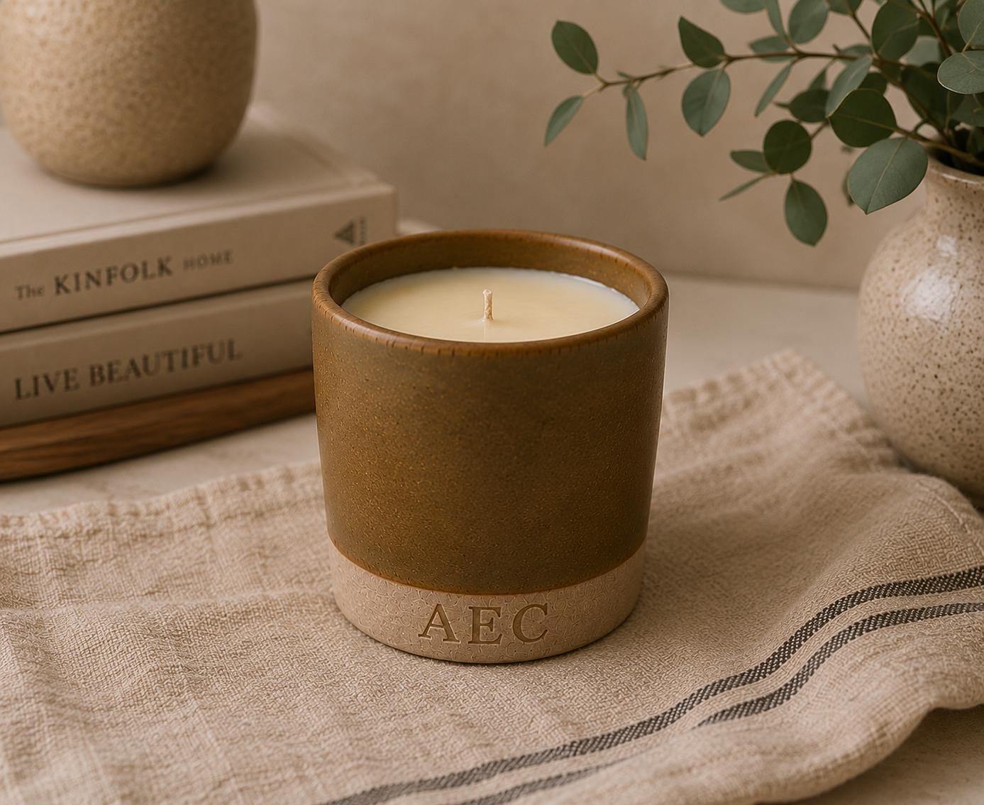 Refillable Ceramic Candle, Large Handmade Candle, Ceramic Candle Gift, Home Fragrance, Candle Insert, Luxury Candle