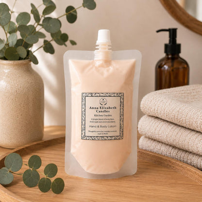 Refill Body Lotion 250ml, Hand & Body Lotion Refill, Eco Refill Pouch, Sustainable Skincare, Bathroom Refill