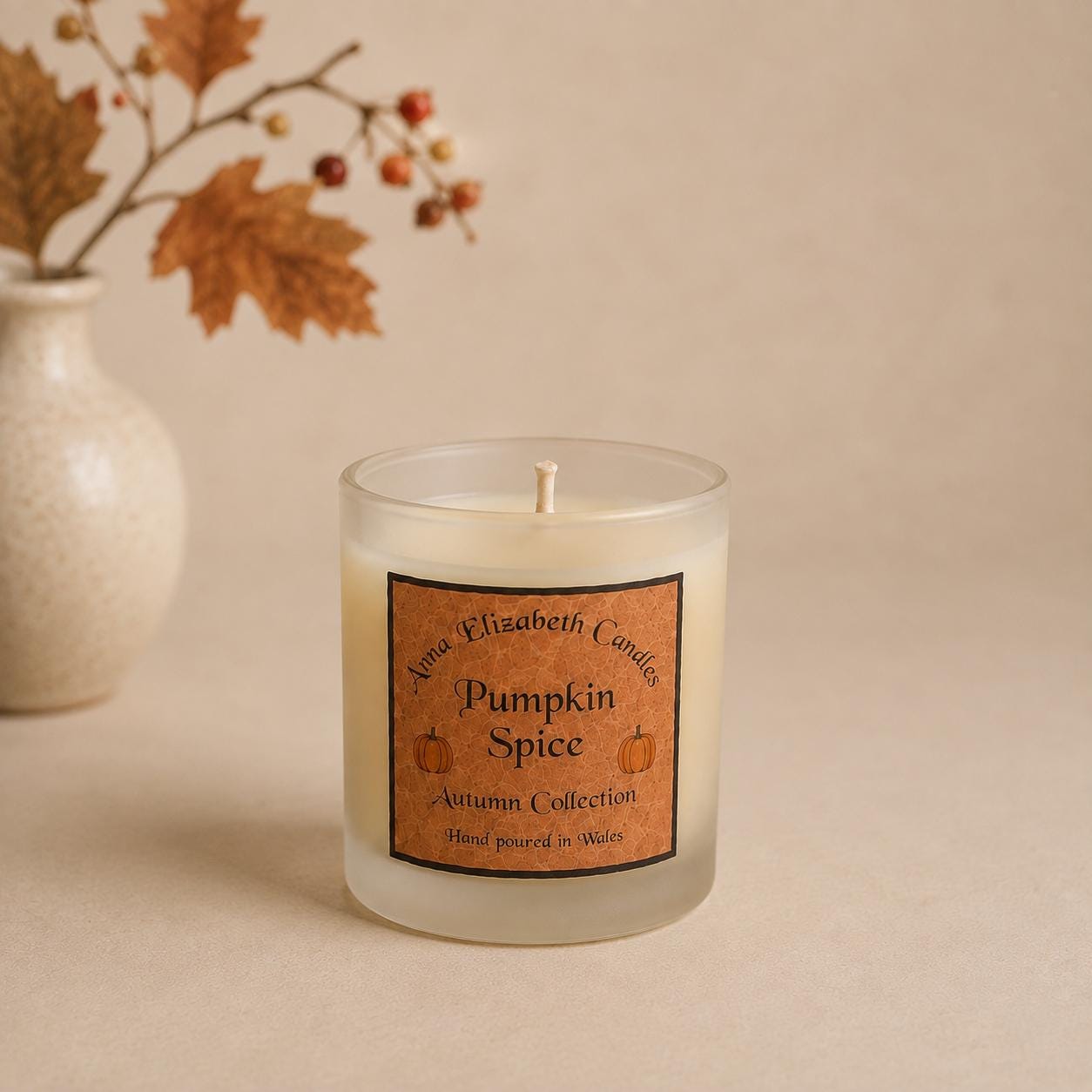 Autumn Scented Candle, Handmade Candle, Refillable Candle, Pumpkin Spice Candle, Home Fragrance, Autumn Decor