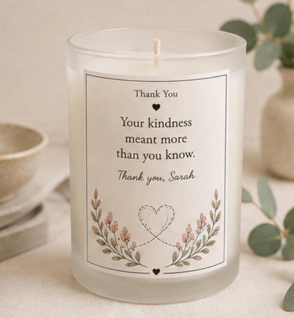 Personalised Thank You Story Candle, Thoughtful Thank You Gift, Custom Candle, Appreciation Gift