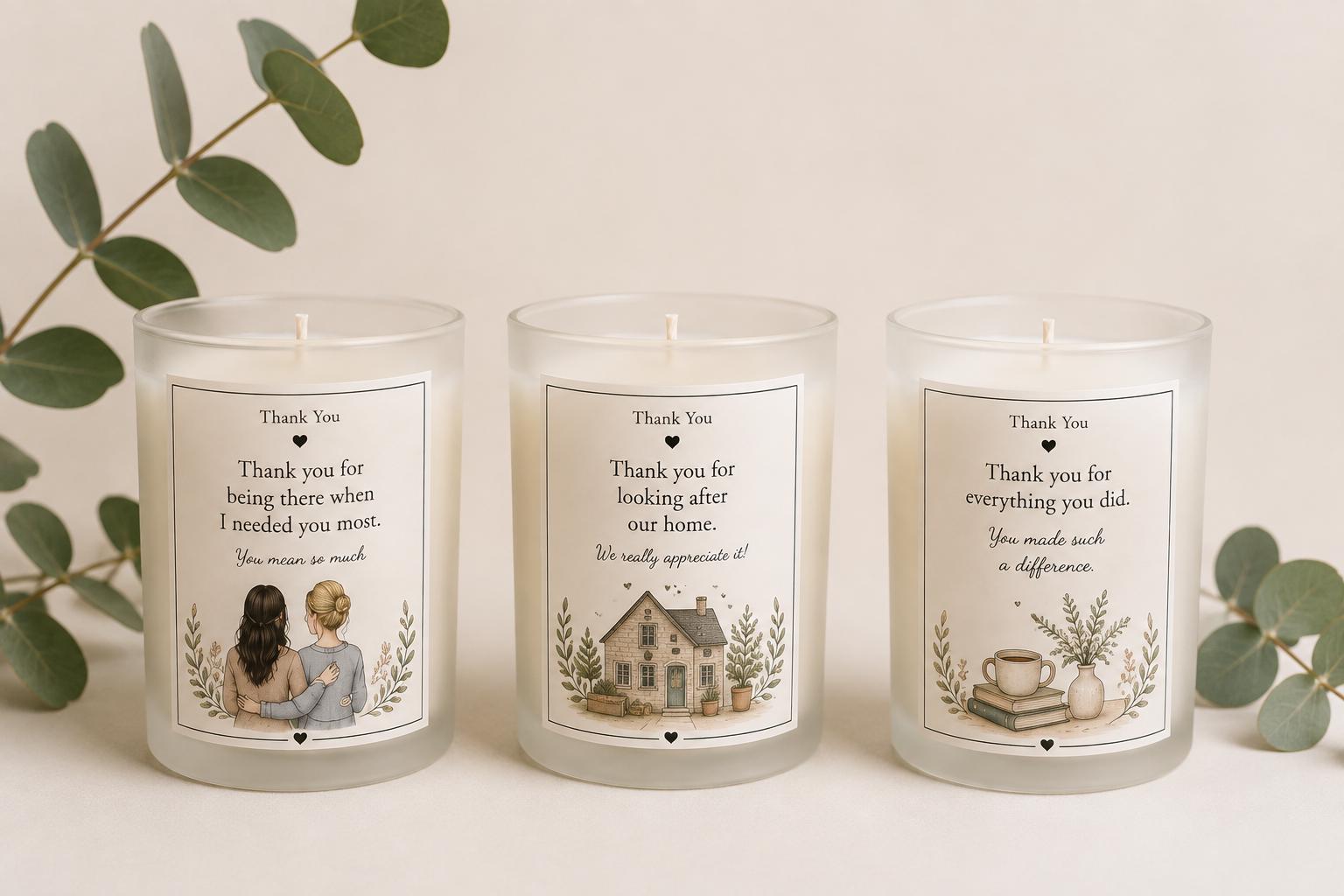 Personalised Thank You Story Candle, Thoughtful Thank You Gift, Custom Candle, Appreciation Gift