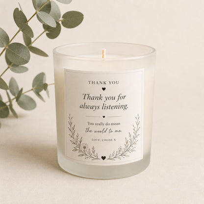Personalised Thank You Story Candle, Thoughtful Thank You Gift, Custom Candle, Appreciation Gift