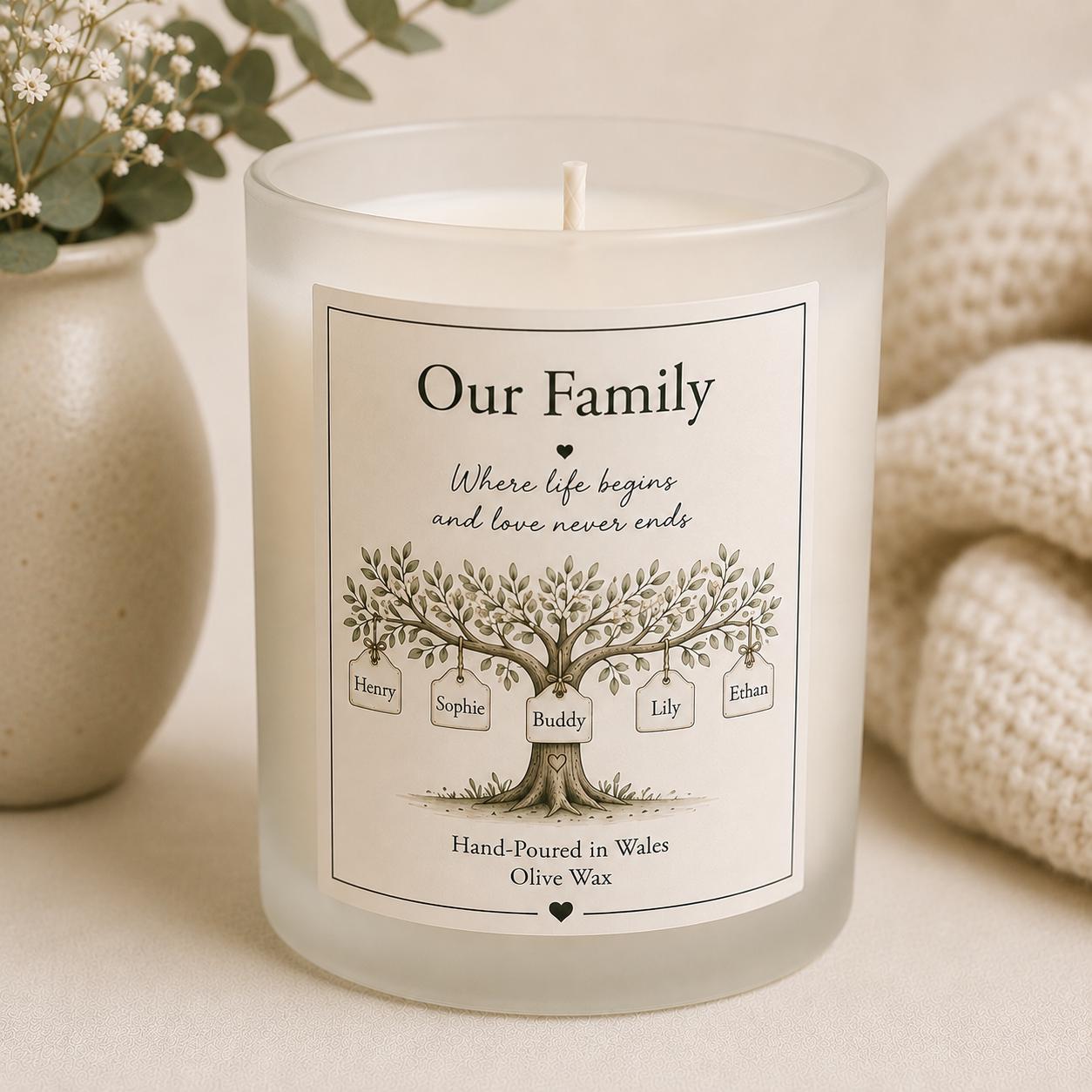 Personalised Family Candle, Gift for Mum, Dad, Grandma, Auntie, New Baby Gift, Custom Family Gift